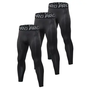 3 Pack Mens Compression Pants Quick Drying Athletic Leggings for Men Gym Workout Tights Running Basketball Football Base Layers Sports Bottoms