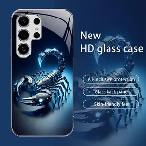 Suitable for [Galaxy S24 Ultra] Simple Scorpion Series Metal Paint Tempered Glass Protective Case Anti-fouling Fashion Trend Personality Hot Sale 995