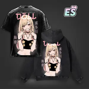 EmberSouth Marin Kitagawa My Dress-Up Darling Anime Vintage Washed Oversize Heavyweight Cotton Graphic T-Shirt Tee & Hoodie | DOJI Waifu Streetwear Edition