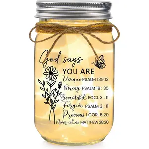 Christian Gifts for Women Faith Mason Jar Night Light - Confirmation Gifts for Teen Girls Baptism Catholic  Religious  for Women Christmas Birthday Mothers Day-God Says You are