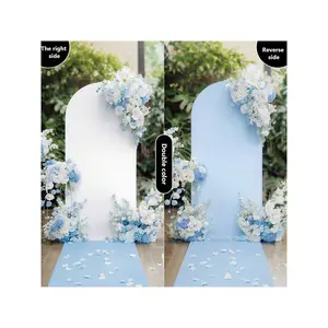 White&Blue-2.6 x 6 ft, 0.8 x 1.8 m 6.6ft Wedding Arch Cover Dual-Sided Color Round Top Arch Backdrop Stands With Zipper Elastic Backdrop Cover For Birthday Party Ceremony Banquet Decor Hand Or Machine Wash Banners Cloth Decoration Room