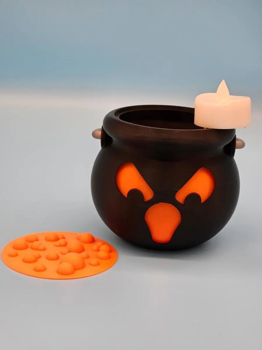 3D-Printed Halloween Cauldron Candle Holder – Spooky Seasonal Decor
