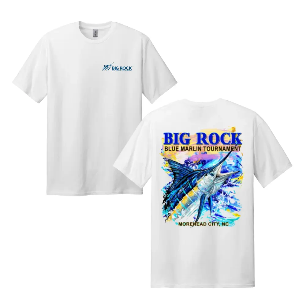 Big Rock Blue Marlin Tournament T-Shirt – Coastal Fishing Tee Featuring Vibrant Marlin Artwork, Men's Tops