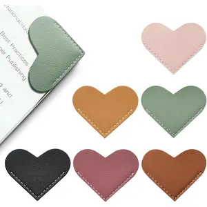 Leather Heart Bookmarks 6 Pieces Cute Corner Page Book Marks for Teachers Students Book Reading Lovers, Suitable for School Office Home Supplies (6pcs Heart)