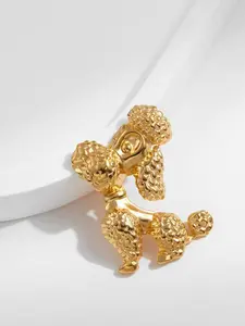 French Vintage Poodle Brooch, Luxurious Metal Texture, Atmosphere Accessory, Elegant Pin for Women, Unique Fashion Jewelry