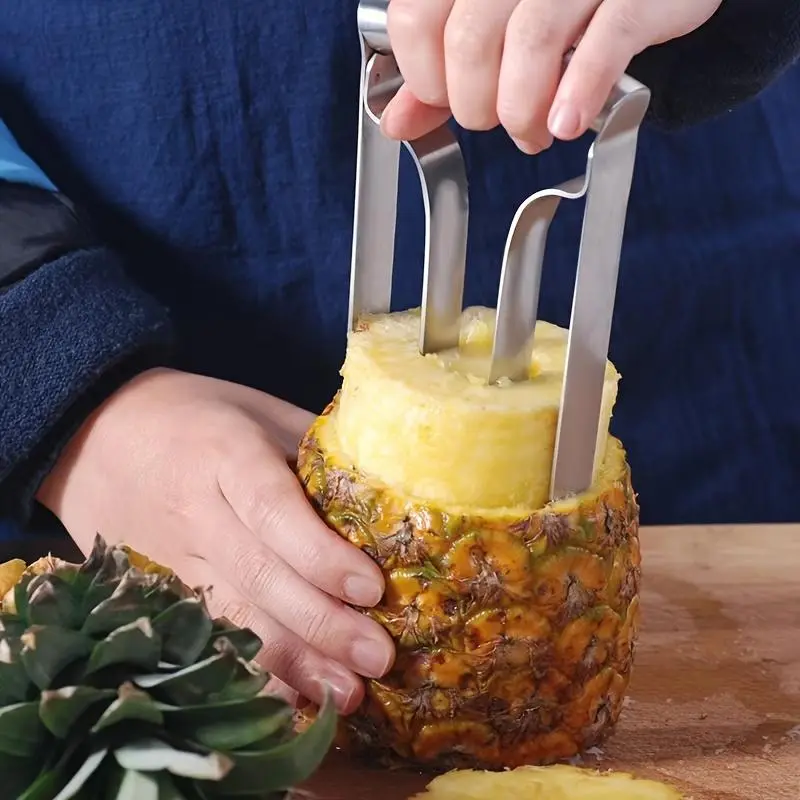 Stainless Steel Pineapple Corer-Slicer Utensil, Rust-Resistant Durable Food Safe Kitchen Tool, Ideal for Home and Restaurant Use, FruitH1HomeFixMart (1 Corer Included)