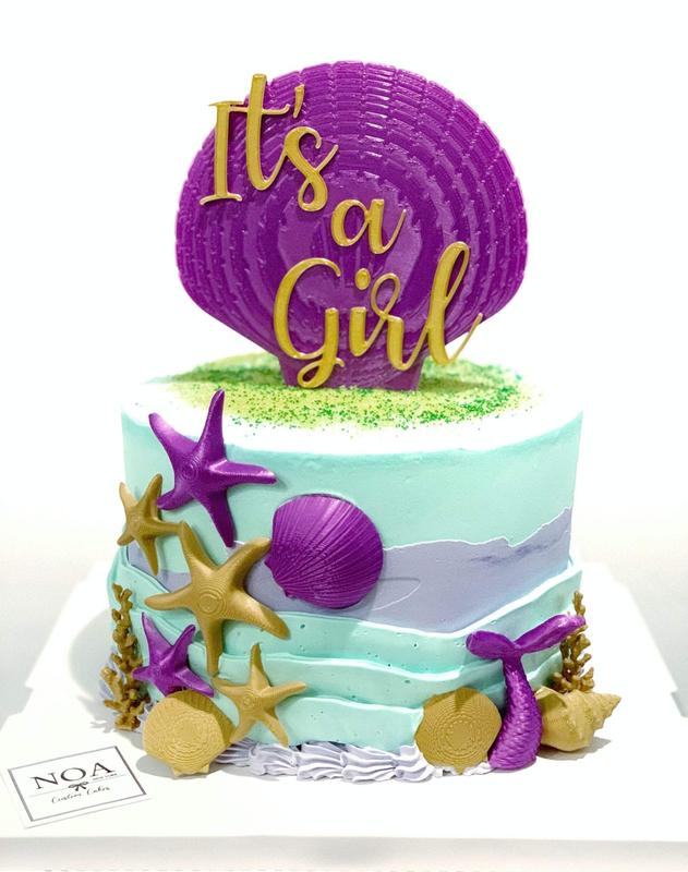 Custom Sea Shell Cake Topper Birthday Party Centerpiece Personalized Name or Any Text | Multiple colors available | Mermaid or Beach Themed