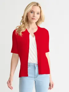 Petite Sutton Short Sleeve Cardigan, Pointelle Knit