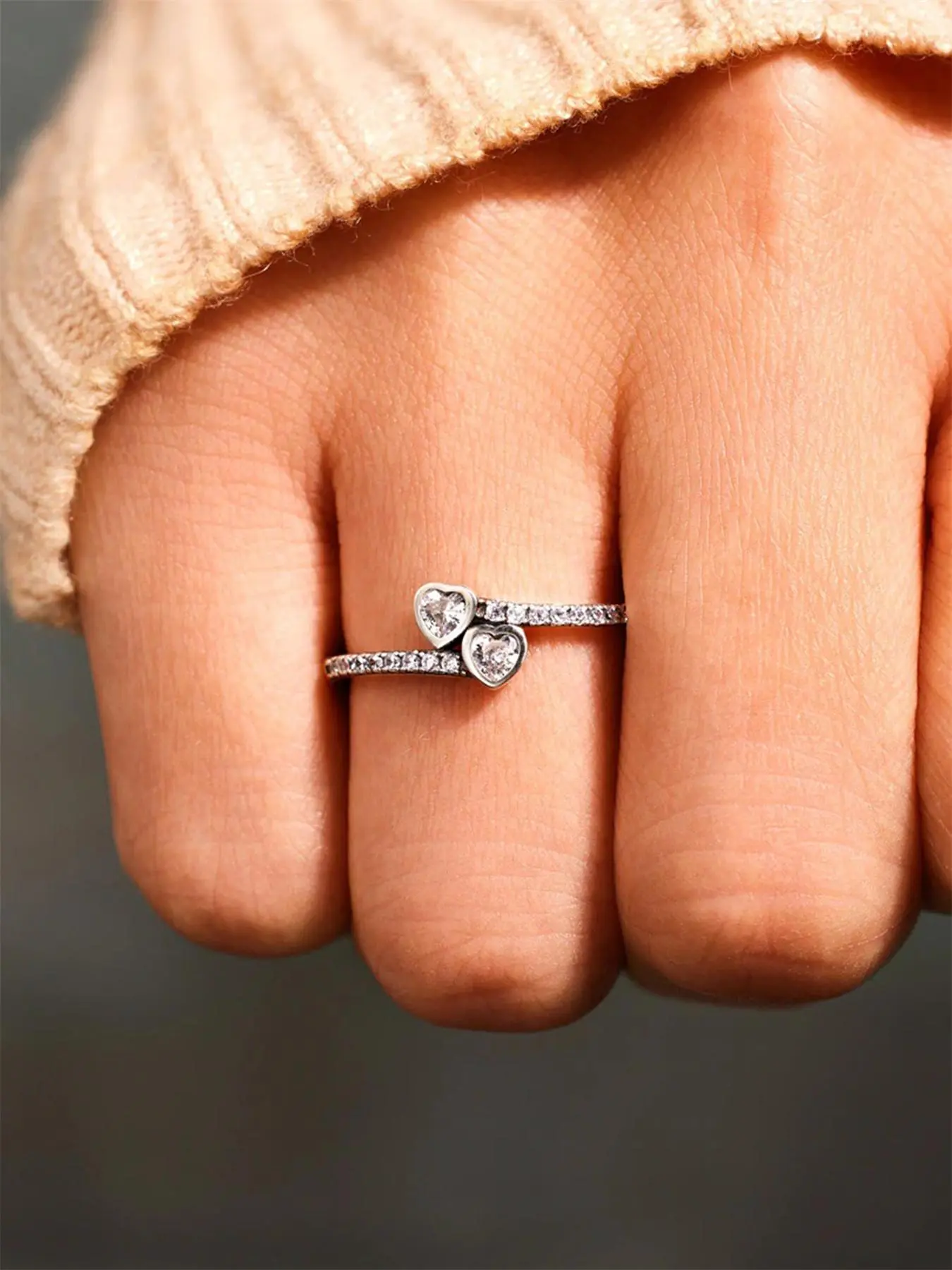 Artificial Zircon Decorated Ring, Fashion Accessories for Women & Girls, Fashion Stackable Rings, Adjustable Trendy Rings, Trendy All-match & Exquisite Jewelry for Birthday Gift