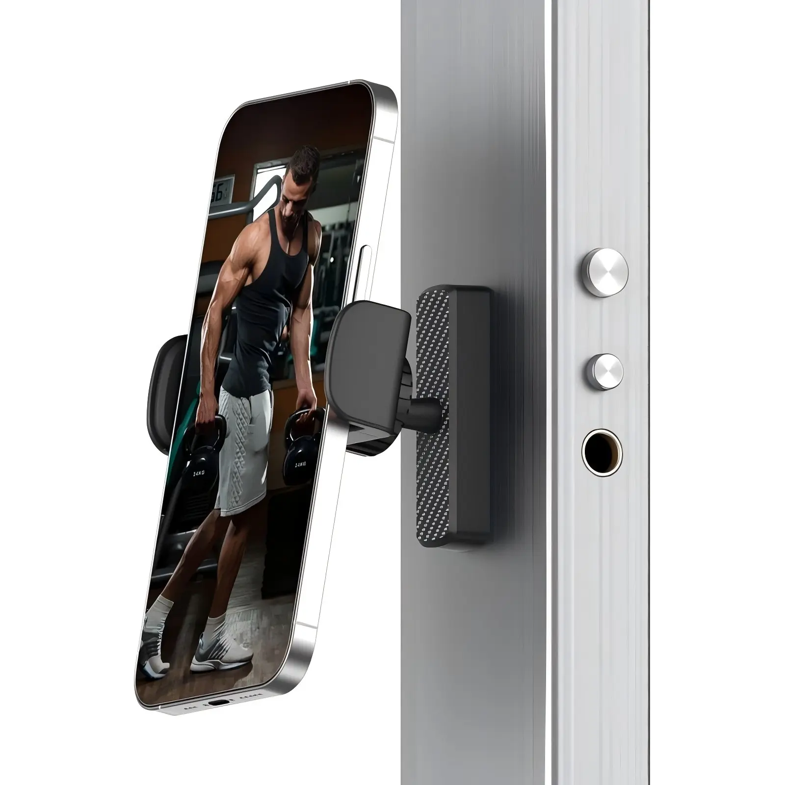 Magnetic Phone Holder for Gym - 360° Adjustable, Strong Portable Magnet Phone Mount for Workout Recording, Fitness Accessories Essentials, Compatible with Andriod Phone  and iPhone 16/15/14/13/12, Perfect Gift for Men & Women