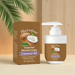 Coconut Oil Facial Hair Removal Cream, Gentle Hair Removal, Body Hair Removal, Lip and Beard Hair Removal, Clean Non-Irritating Skin, No Alcohol, Not Flammable