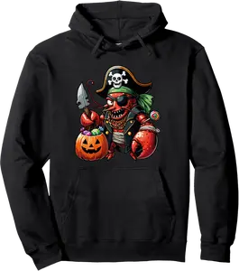 Halloween Lobster Pirate Eye Patch Candy Bag Spooky Pullover Hoodie - Randydavidmu Shop 52B0DH21G14H