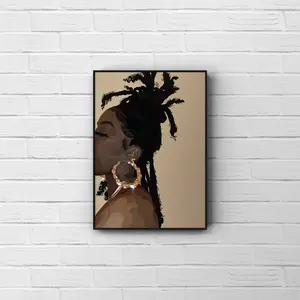 Loctress Art Poster | Locs Art Print | Black Woman Wall Art | Printable | Black Girl Hair Print | UNFRAMED