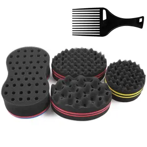 5Pcs/Set Big Holes Magic Sponge Brush for Wavy,Coils,and Afro Hair-Hair Care Tool for Men and Women,Hair Brushes,Hair Styling Tools Set