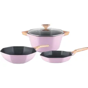 Combo OCTAGON 4 piece Cookware set with griddle for GAS stove/ Combo de Octagon de 4 piezas con comal GRATIS para estufa de GAS!  Nonstick Glass Pan