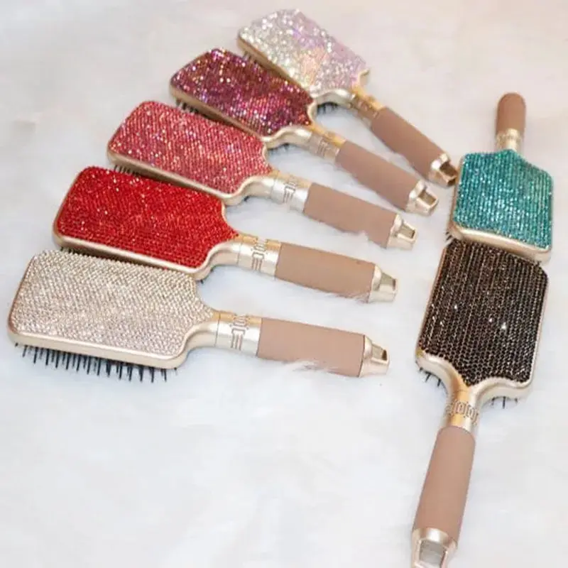 Luxury Bling Crystal Paddle Brush cepillo para cabello escova de cabelo brosse cheveux femme Hairdressing Styling Tools