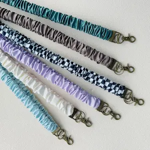 Stretchy Scrunchie Lanyard for ID Badges – Cute Neck Lanyard for Keys | Retractable Keychain Holder for Women