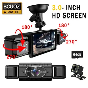 4 Camera Car Dash Cam, 1080P Car DVR with 64G SD Card, Car Video Surveillance with Night Vision, 24/7 Parking Mode Car Dash Cam, Car Dashcam