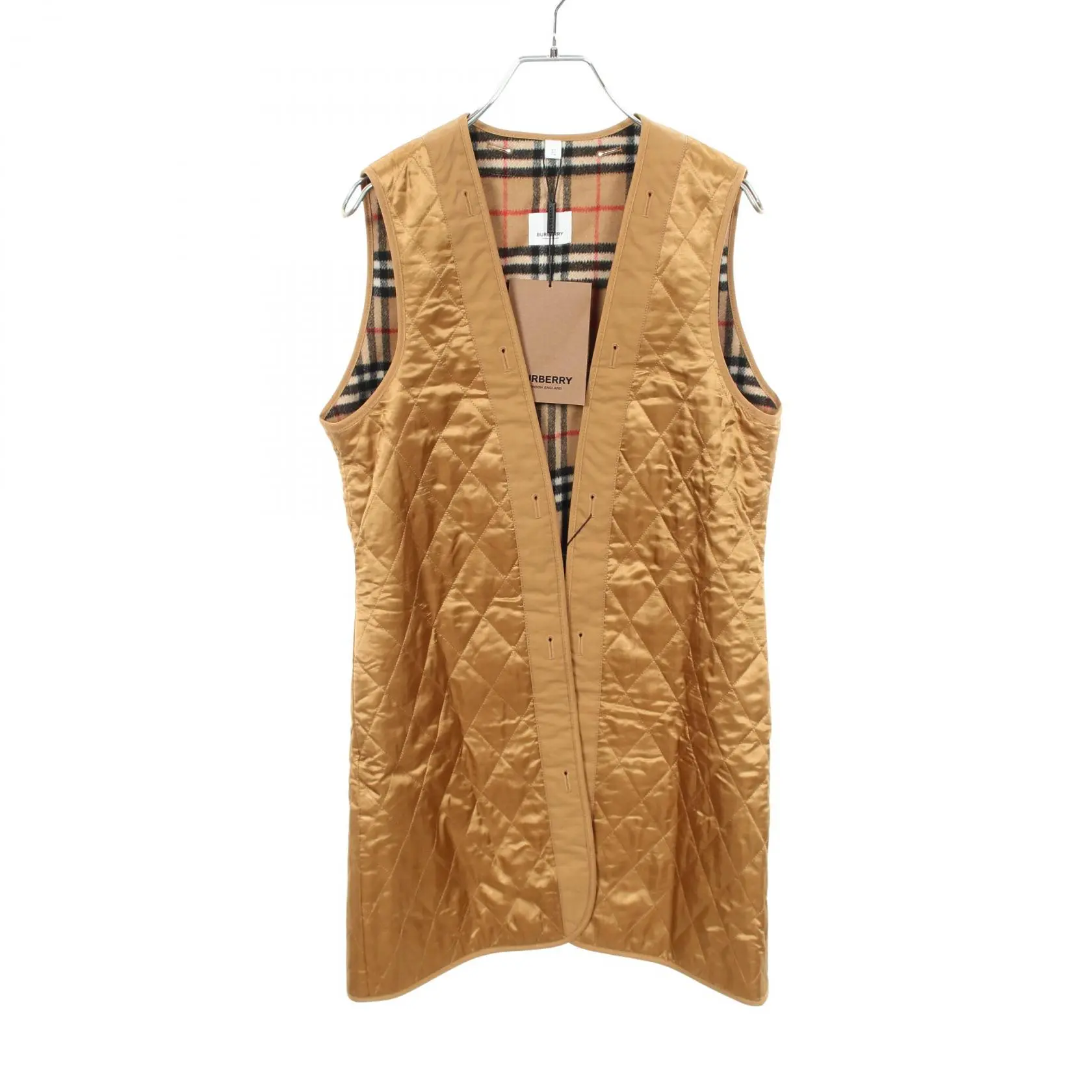 Pre-owned BURBERRY Wool Small Leather Goods Cashmere Cotton Long Gilet