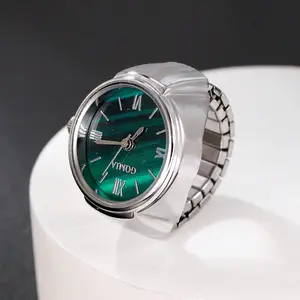 Enamel Hands Round Quartz Watch for Women - Ring Design, Elegant Timepiece