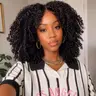 SPOU Women's 100% Human Hair 7x6 Glueless Lace Frontal Fashion Wig, Burmese Twist Out Wear Go, 18-22in, 220% Density, Adjustable Pre-Defined Curls, Bounce Ends, Layered, Beginner Friendly, 1b/30 Natural Black, 250°F-350°F Heat Resistant, Sohochic