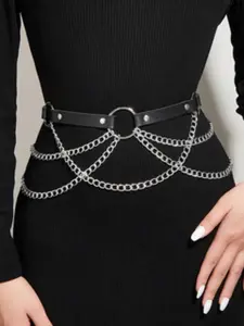 Women's Fashion Chain Decorated Belt, Punk Style Waistband for Jeans, Fashion Belt for Party, Daily Clothing Decor, Trendy All-match & Exquisite Belt for Birthday Gift, Chain Belts