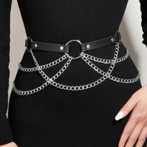 Women's Fashion Chain Decorated Belt, Punk Style Waistband for Jeans, Belts For Dresses, Fashion Belt for Party, Daily Clothing Decor, Trendy All-match & Exquisite Belt for Birthday Gift, Cool Belts, Chain Belts