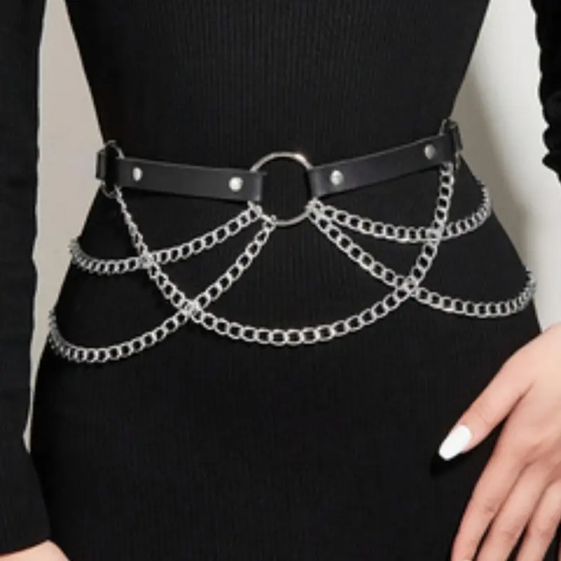 Women's Fashion Chain Decorated Belt, Punk Style Waistband for Jeans, Belts For Dresses, Fashion Belt for Party, Daily Clothing Decor, Trendy All-match & Exquisite Belt for Birthday Gift, Cool Belts, Chain Belts