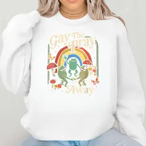 "Love The Gay Away? Nah." Unisex Tee – Funny LGBTQ+ Pride Graphic, Rainbow Frog Meme Style, 100% Cotton