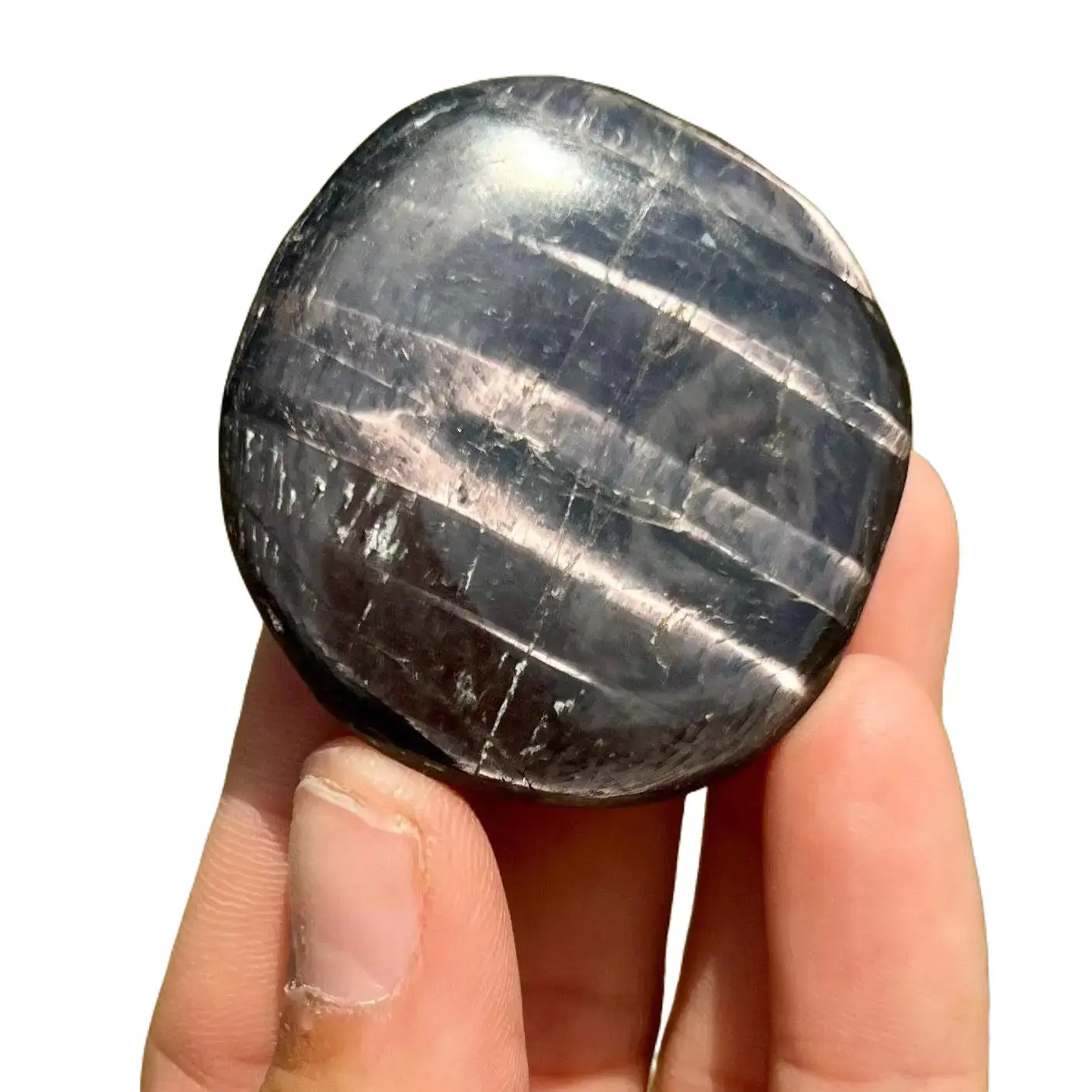 Hypersthene Palm Stone - Hypersynthe Crystal - Polished Hypersthene Worry Stone - Black Crystal Palmstone - Hypersthene Crystal Palm Stone