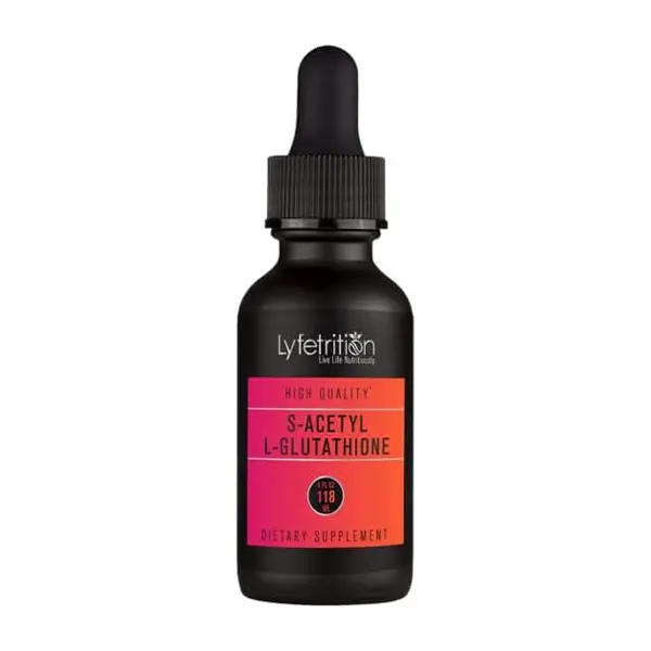 LYFETRITION S-Acetyl L-Glutathione Dietary Supplement, 98mg 4 Oz Liquid, 220 Servings, Made in USA, Quick Absorption, Quality Potent Ingredients, Third Party Tested, Non GMO, GMP Certified, Gluten-Free, Cruelty Free, Healthcare, Fitness