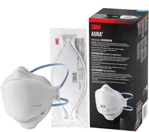 3M Aura Particulate Respirator 9205+ N95, Lightweight, Three Panel Designed Respirator Helps Provide Comfortable And Convenient Respiratory Protection, 10-Pack