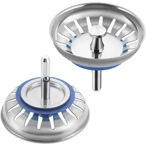 2-Pack Stainless Steel Sink Strainers - Standard Drain Basket Replacement for Kitchen & Commercial Use (Rust-Proof & Durable)
