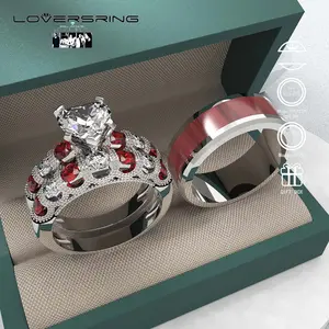 Wedding Ring Sets His And Hers Promise Ring Wedding Ring Sets His And Hers Couples Women 925 Sterling Silver Moissanite Man Titanium Wedding Band