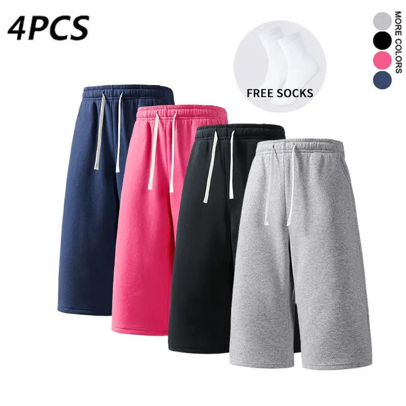 4PCS Men’s 7-Inch Casual Sweat Shorts + Free Socks, Loose Drawstring Workout Shorts, Multicolor 4PCS Men’s 7-Inch Casual Sweat Shorts + Free Socks, Loose Drawstring Workout Shorts, Multicolor