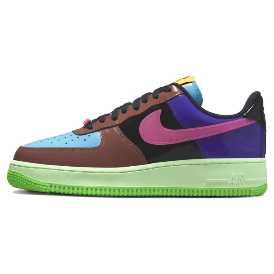 NIKE Undefeated x Air Force 1 Low 'Pink Prime' Men's/Unisex Leather Rubber Walking Shoes - Colorblock Round Toe, Laced Closure, All-Season Comfort, Streetwear Casual Athletic Footwear (US 6-12)