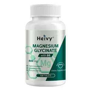 Heivy Magnesium Glycinate 500mg with Vitamin B6, Magnesium Supplement Supports Nerve Health, Sleep & Muscle Relaxation, Vegan, Gluten-Free, Made in USA,...