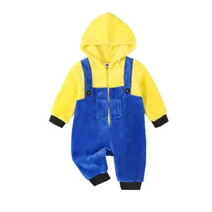 Toddler Baby Boy Girl Halloween Costume Fuzzy Warm Little Yellow Man Zipper Jumpsuit Fall Winter Halloween Outfit