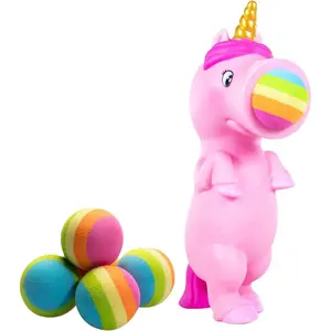 Hog Wild Pink Unicorn Ball Popper Toy - Includes 4 Soft Foam Balls - Squeeze to Pop Air Powered Balls Up to 20 Feet - for Indoor/Outdoor Play - Gift for Kids, Girls, Boys