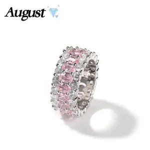 hip-hop pink oval cubic ring for men and women, simple and personalized couple's jewelry, elegant gift