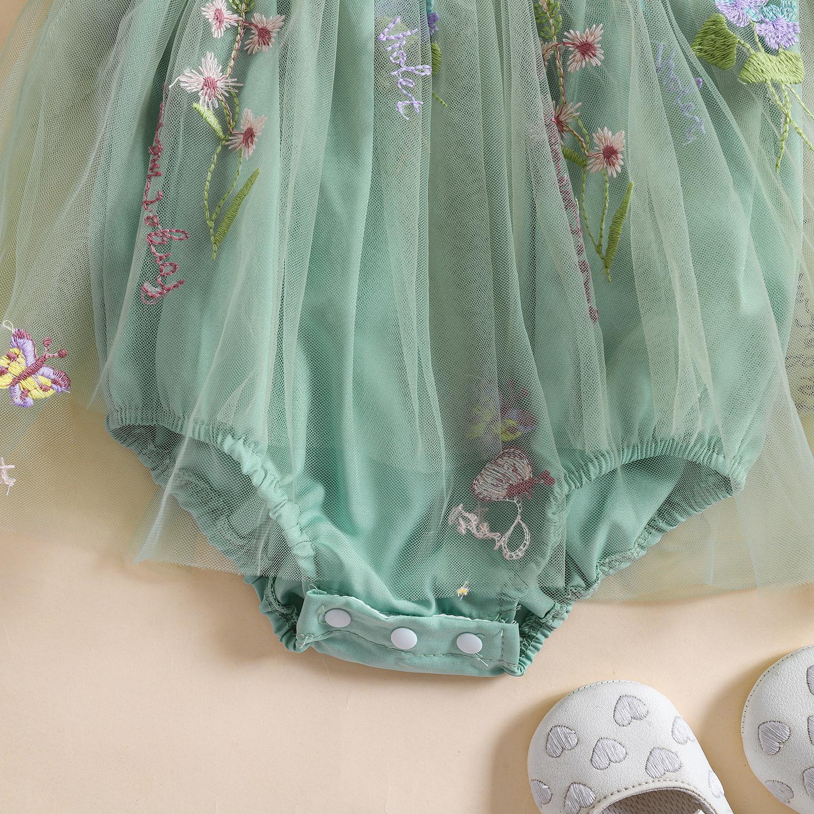 Baby Girls Tulle Tutu Dress Party Holiday Princess Dresses Infant Toddler Embroidery Flower Fairy Romper Dress Baby Girls Tulle Tutu Dress Party Holiday Princess Dresses Infant Toddler Embroidery Flower Fairy Romper Dress