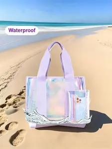 Women's Beach Tote Bag, Waterproof PVC Material, Ideal for Pool & Seaside Use, Durable Design for Daily Carry, Perfect Gift for Ladies