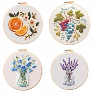 DIY Fruit Flower Embroidery Kit with Handcraft Embroidery Thread, English Stitch Guide & Handmade Needlework Supplies, Beginner-Friendly Handmade Gift for Home Decoration