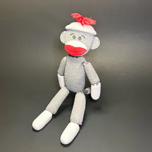 Sock Monkey - 3D Printed Sock Monkey Articulated Nostalgic Collectible Figurine - Cute, Fun, Gift, Nostalgic,Collectible