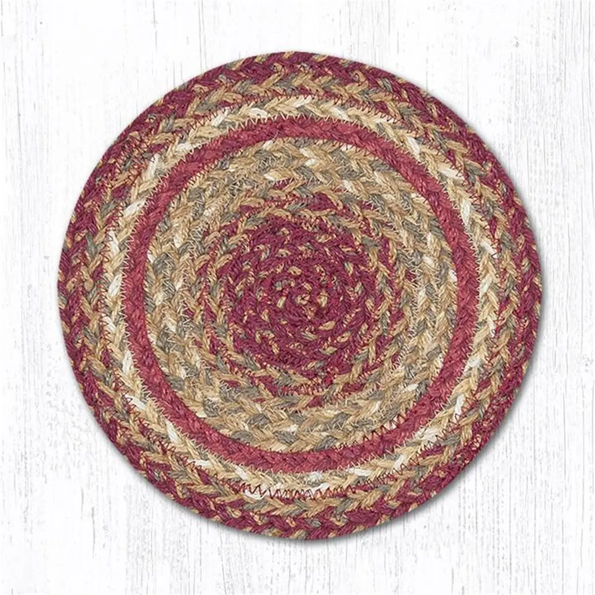 212 MAIN Scarlet Braided Natural Jute Miniature Round Rug - 10 in. Ring-Shaped Area Rug, Indoor Household Textile Carpet, Ring-Shaped Area Rugs