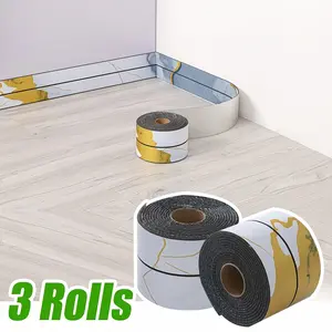 3Rolls-PVC decorative tape, door frame wall protection strip Self adhesive non perforated wall sticker, tool free, easy to remove, does not damage the wall, suitable for wallpaper, paint,  corners, TV background frames, - DIY home decoration strips