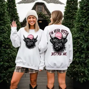 Head Heifer Just Ask Me Crewneck  Sweatshirt Gildan Everyday Style Shirtsleeve love casual comfortable super soft relaxed fit unisex Sizing womenswear Streetwear  vintage Crewneck Printed Loose Graphic Top