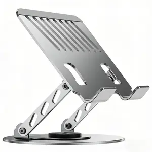 360° Rotating Laptop Stand Adjustable Foldable Aluminum 2-in-1 Multifunctional Hub for Gaming & Mobile Portable Holder Compatible with MacBook