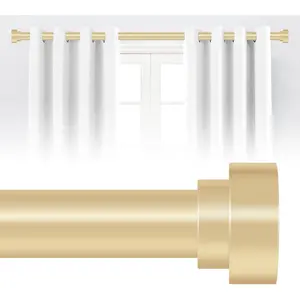 Gold Curtain Rods for Windows 72 to 144 Inch(6-12ft),1 Inch Heavy Duty Curtain Rods,Adjustable Long Curtain Rod,Modern Single Drapery Rods,Telescoping Window Curtains Rod 30-144",Brass Gold