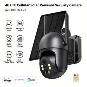 4G LTE Cellular Solar Surveillance Security Camera – 2K HD Video 360° View,No WiFi,Remote APP Controlled,WaterProof,Motion Activated,Color NightVision,4GData Card Included (Data refill is required for Unlimited 4G data usage) Connection 1 Pack Black